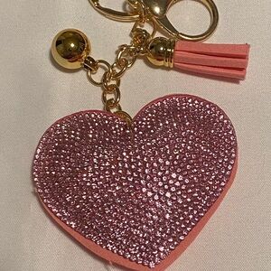 Pink Heart Purse Charm with Gold Accents